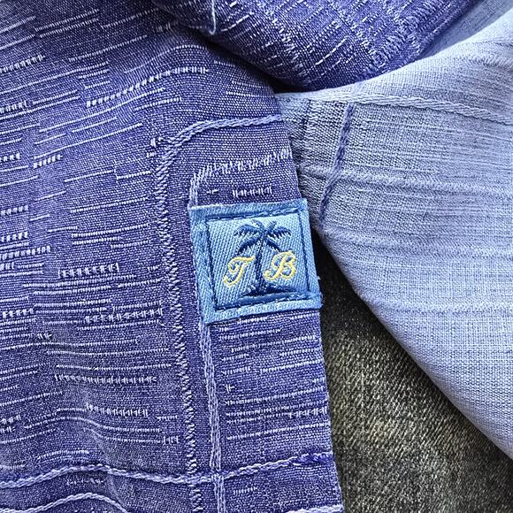 Tommy Bahama Silk Camp Shirt Men S Geometrical Print Short Sleeve Royal Blue - Picture 9 of 13